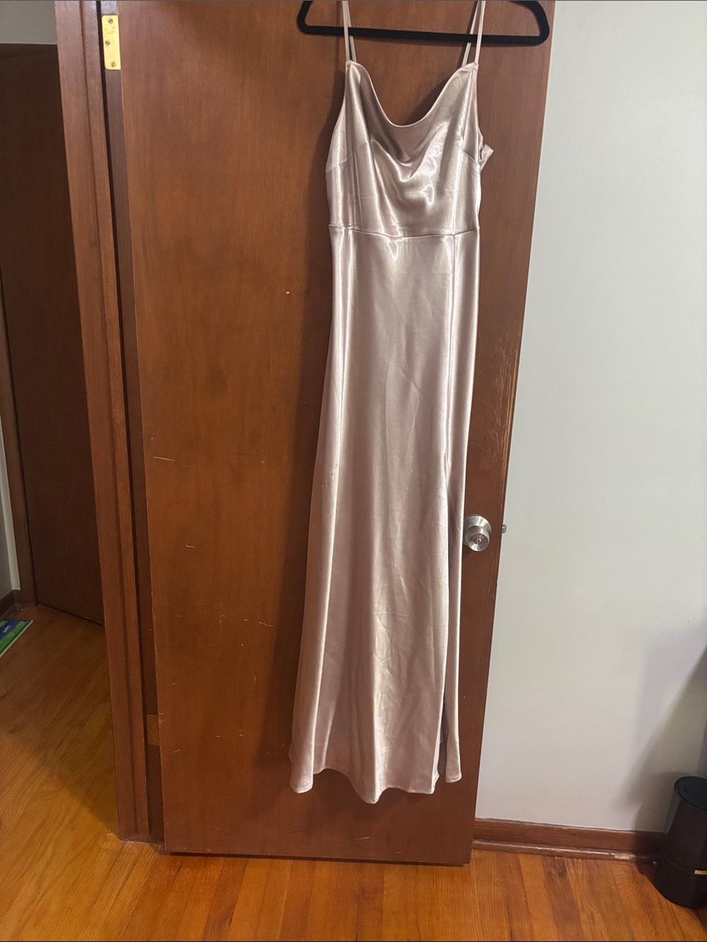 Satin Cowl Neck Maxi Dress in Blush